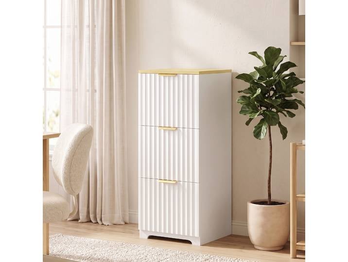 HOMCOM Caisson Bureau 3 Tiroirs Blanc Rangement Nordique
