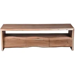 SIT Möbel TV-Lowboard aus Akazie natur | mit Baumkante | 3 Schubladen und 1 offenes Fach | B 146 x T 50 x H 46 cm | 13015-01 | Serie ALBERA