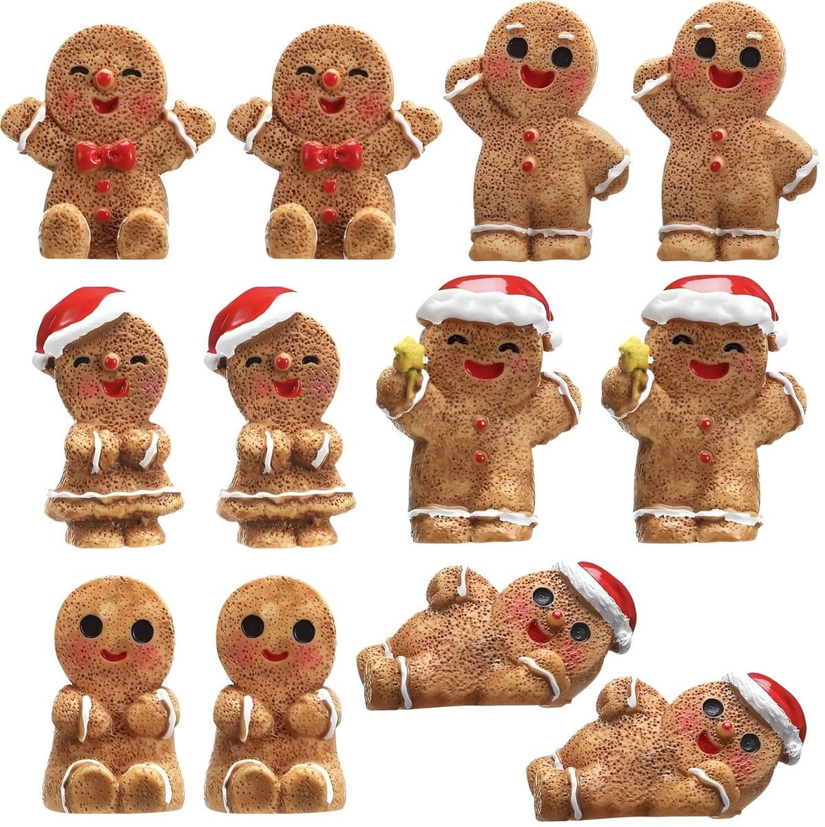 Dailygoods Peperkoekman 12 Stuks Mini Hars Kerst Ornamenten voor DIY Kerstdecoratie