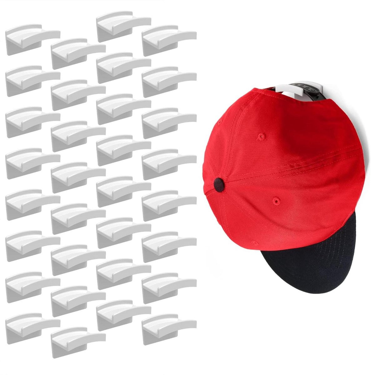 32 stuks Zelfklevende Hoedhaken - Minimalistische Hangers voor het Opbergen van Hoeden - Wit