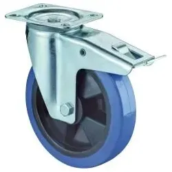 BS ROLLEN Lenkrolle Platte Feststeller 125mm Elastikrad blau 140kg Traglast