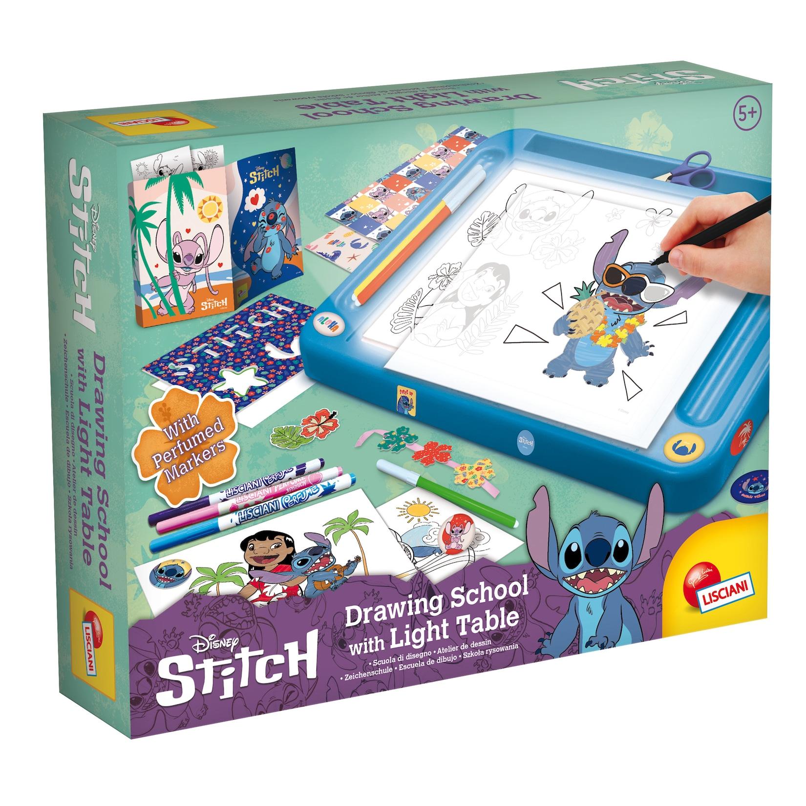 Lisciani 107582 - Disney Stitch - Zeichenschule mit Licht-Tisch zeichnen ausmalen Kreativset