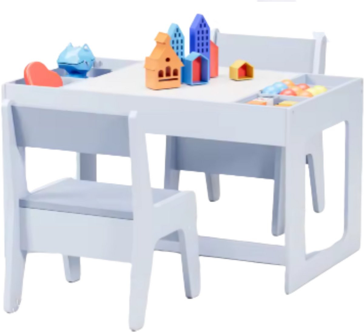 Bolt Edge Kindertafel Set met 2 Stoeltjes en Tekenbord in Lichtgrijs