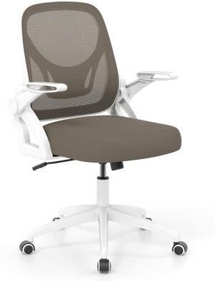 Costway Ergonomic Computer Desk Chair with Lumbar Support and Flip-up Arms-Gray