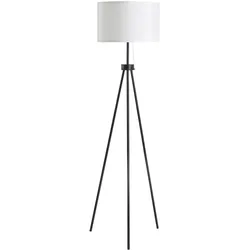 OKWISH Stehlampe Standleuchte E27 Stahl Schwarz 37x37x152 cm mit Stativgestell Fußschalter 3 m Kabel Lampenschirm Ø37 cm modern für Wohn und Arbeitsbereiche
