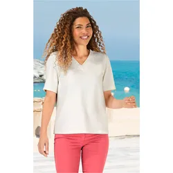 Baumwoll-Mix-Shirt in creme in Größe 52/54 von DW-Shop, Creme, 52/54