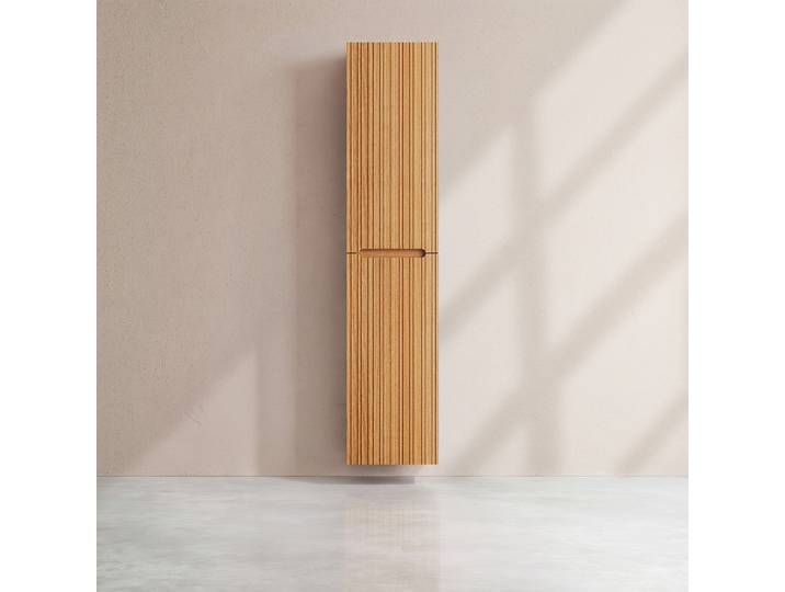 HABITAT - Colonne de salle de bain suspendue 2 portes finition chêne - Naturel - Calista
