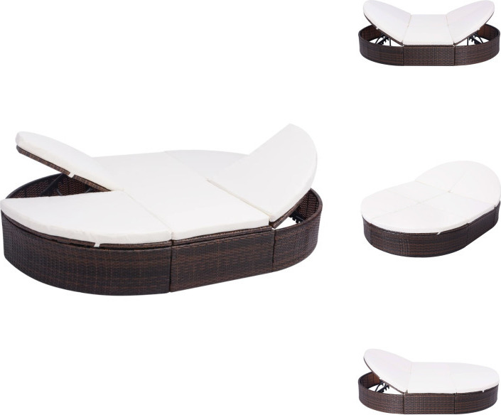 vidaXL Outdoor-Loungebett mit Kissen Poly Rattan Braun - Gartenbetten