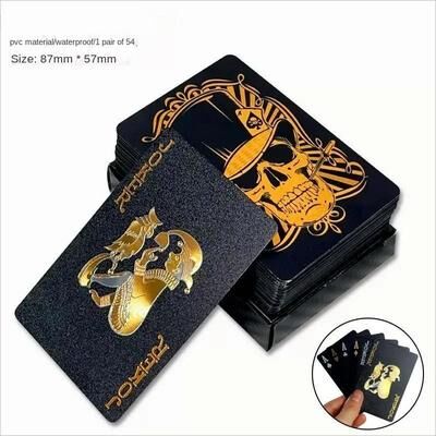 Useful Little Things Black Gold Waterproof Playing Cards Poker Set a 02