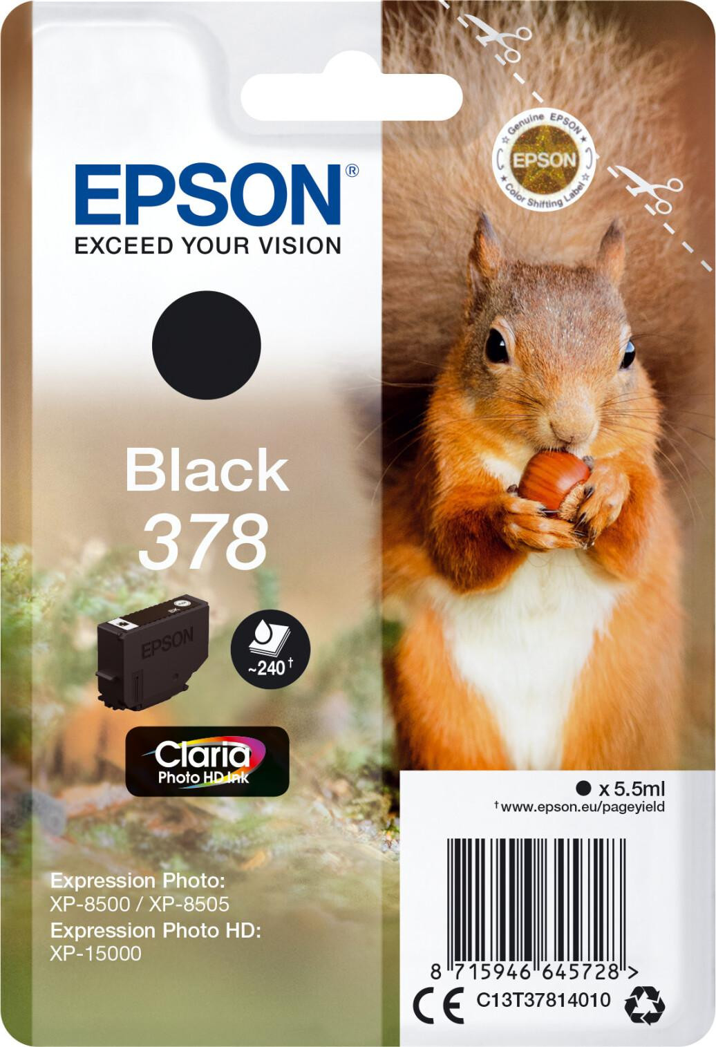 Epson Squirrel Inktpatroon 378 Verve Claria Photo HD, Zwart, Pigmentinkt, 5,5 ml