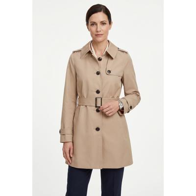 Langjacke TOMMY HILFIGER "HERITAGE SINGLE BREASTED TRENCH", Damen, Gr. XS (34), beige, Web, Obermaterial: 100% Baumwolle, unifarben, tailliert Po-bedeckend, 2-Naht-Ärmel gerader Abschluss, Jacken Langjacke, mit den typischen Trenchcoat-Details,...