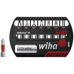 Wiha Bit Set BitBuddy TY-Bit 29 mm Phillips, Pozidriv, TORX 8-teiliges Set 1/4 zoll C6,3 - 42137