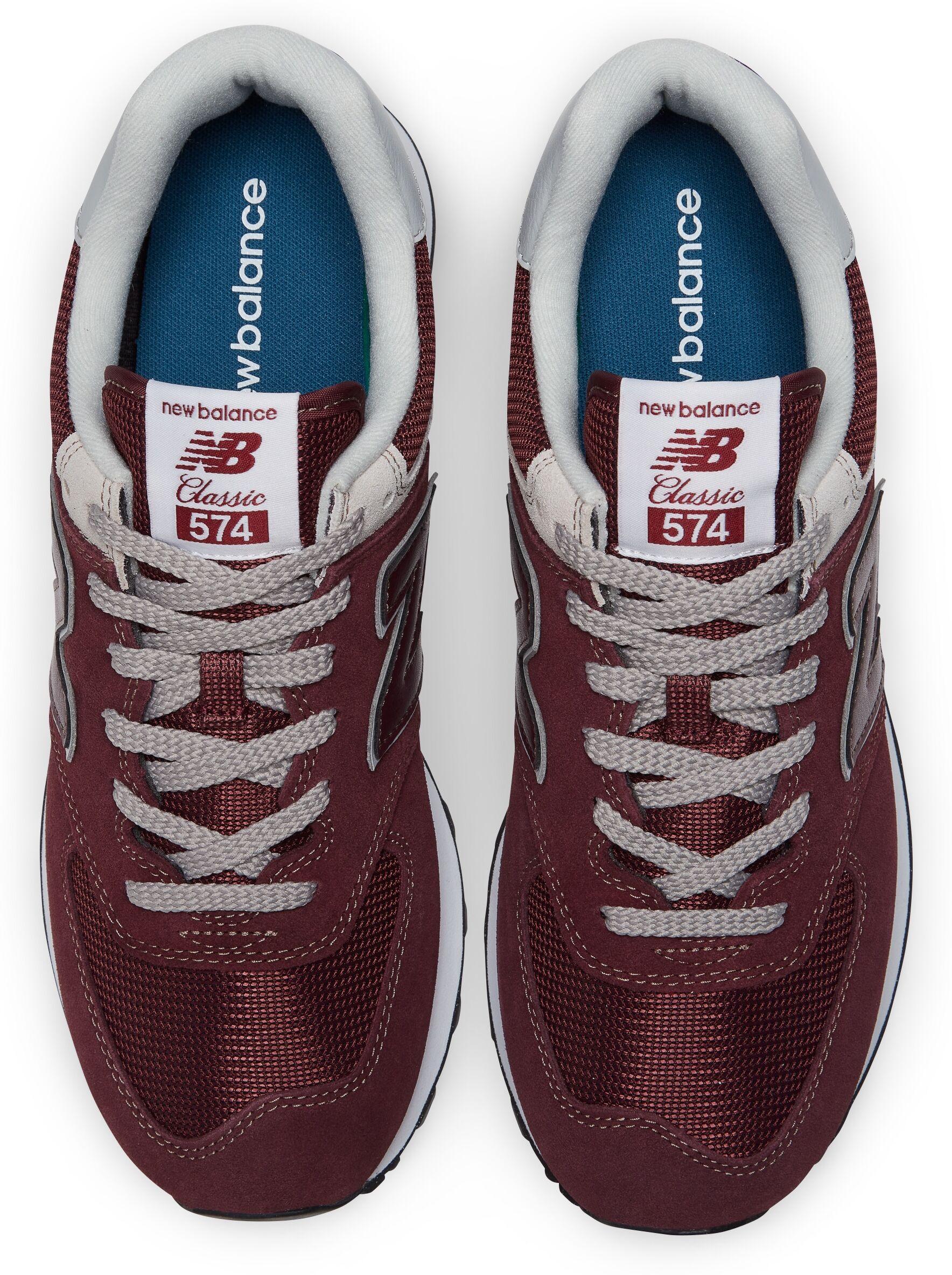 Sneaker NEW BALANCE "ML574 Core", Herren, Gr. 40,5, rot (bordeaux, grau), Leder, Textil, Schuhe Sneaker, der ikonische Schuh mit ENCAP-Mittelsohlendämpfung bordeaux, grau 40,5