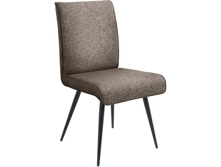 4-Fußstuhl K+W KOMFORT & WOHNEN Giacomo I , braun (braun, schwarz), B:48cm H:91cm T:60cm, Stühle, 4- Fußstuhl mit umlaufenden 4mm Keder am Rücken und Sitz, Metallfüße