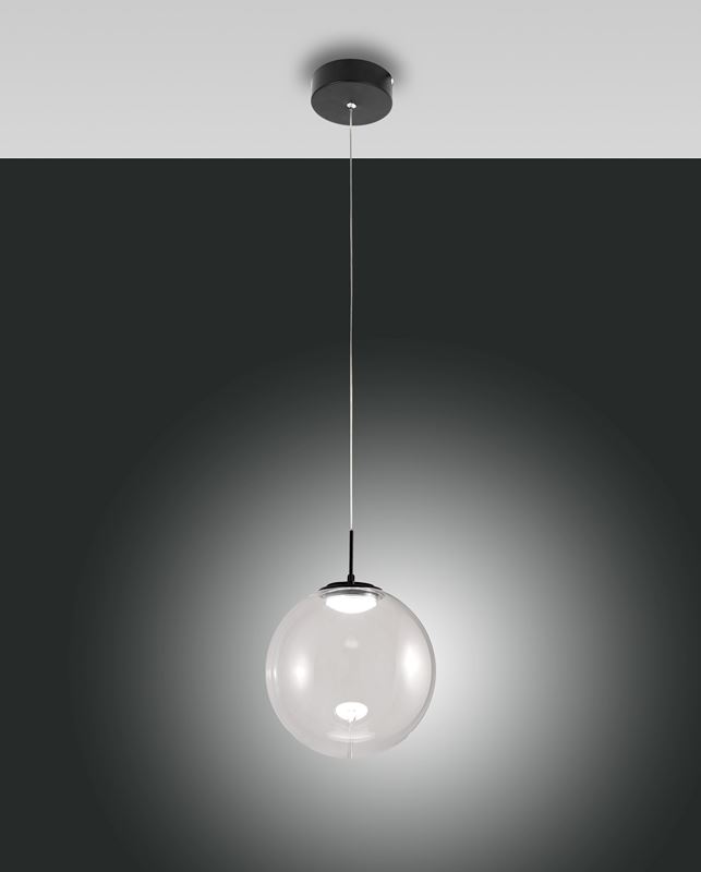 Fabas Luce LED-Pendelleuchte Ariel Schwarz transparent Tropfen 3770-45-372 8019282547143