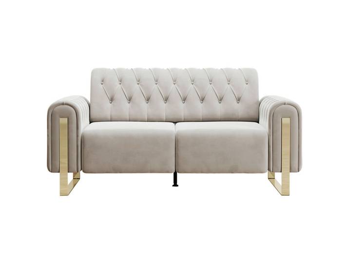 Carryhome 2-Sitzer-Sofa, Beige, Metall, 194x90x97 cm, Typenauswahl, Rücken echt, Wohnzimmer, Sofas & Couches, Sofas, 2-Sitzer Sofas