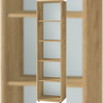 KADIMA DESIGN Aktenregal Hoch Schmal | 50x196x37cm (5 Ordnerhöhen) | 3D-Rahmen Stabil 22kg Belastbar | Chalet-Eiche-Nb./Weiß | Büroregal Made in Germany