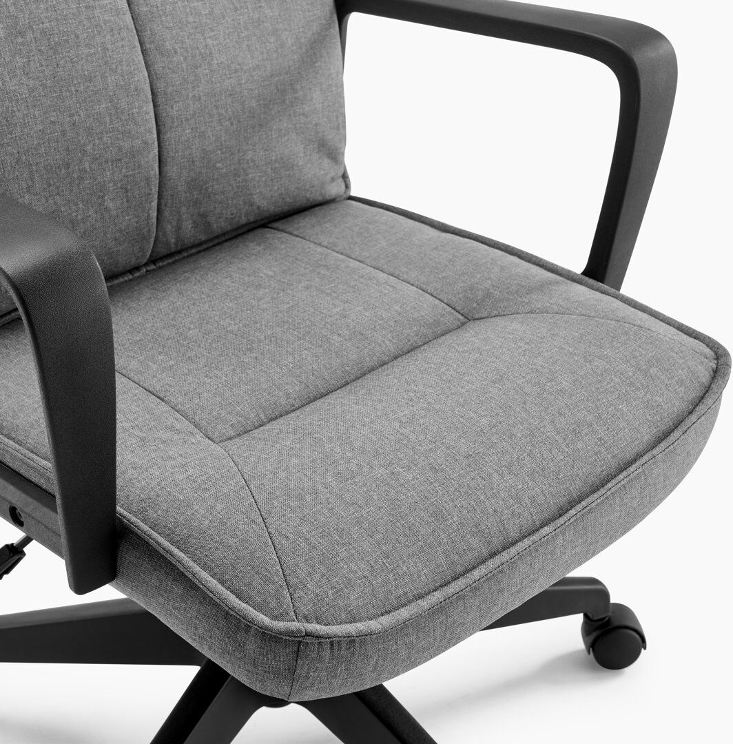 17 Stories Tayari Upholstered Linen Fabric Swivel Office Chair - Contemporary Sleek Highback Rest Grey 124.5cm H X 61cm W X 71.5cm D