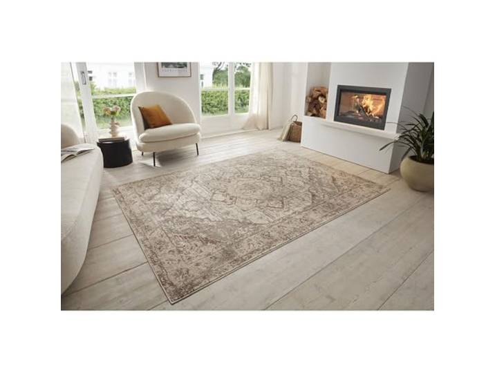 LIVUM Tapis Salon Oriental\, Tapis Vintage Style Oriental\, Poils Courts et Motifs Traditionnels (Rania Beige\, 240x340cm)