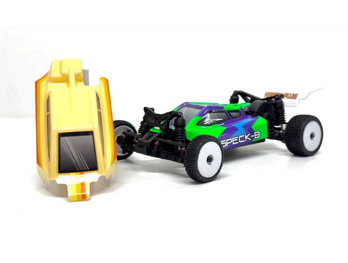 Absima RC-Auto 1:24 2WD Mini Buggy Speck-B LIMITED EDITION (READY-TO-RACE, INKL. FERNSTEUERUNG, FAHRAKKU UND LADEGRÄT), INKL. 2 KAROSSERIEN RACE GREEN & CREME RETRO