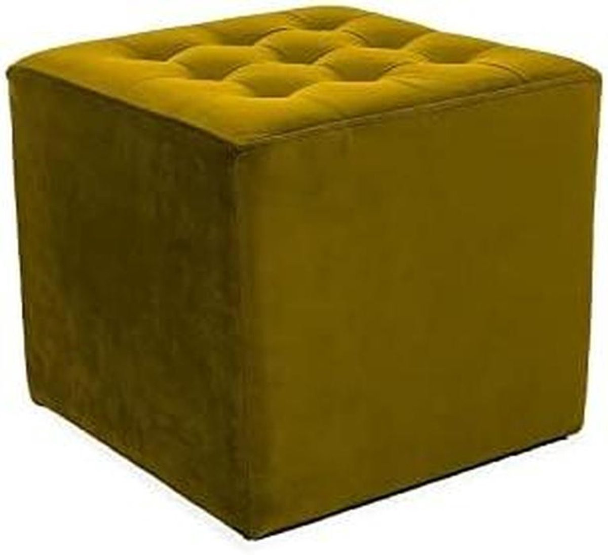 Geel Fluwelen Poef - Kubusvormige Zitzak Poef voor de Woonkamer - 39 x 34 cm