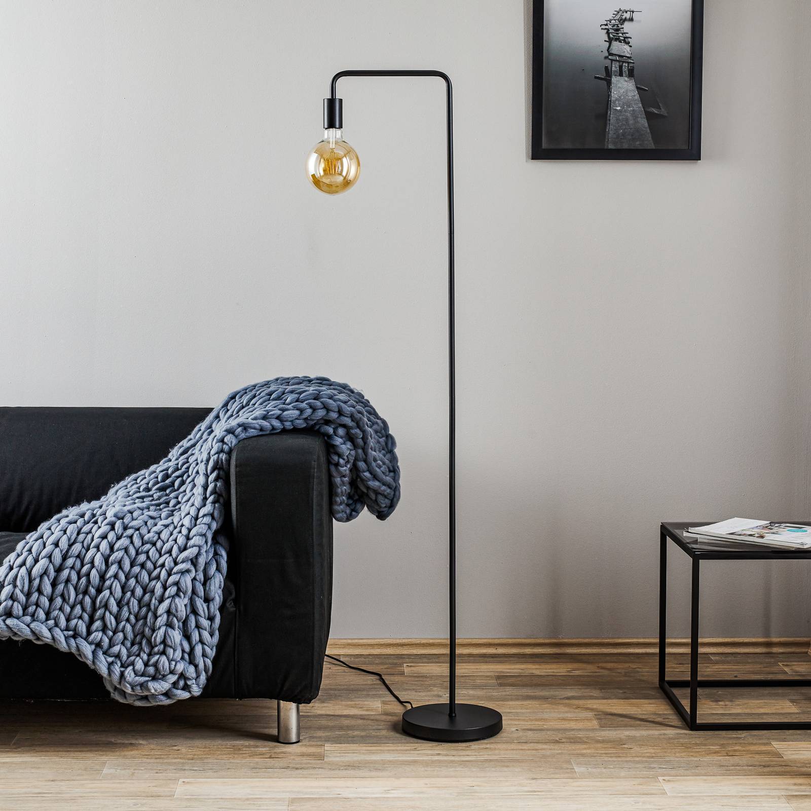 Trio Lighting Floor Lamp Diallo, Black, Living / Dining Room, metal, Modern, Floor Lamp
