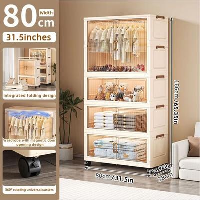 Inspired Finds Large Capacity 80cm Folding Wardrobe Closet Organizer 1 Large 3 Small