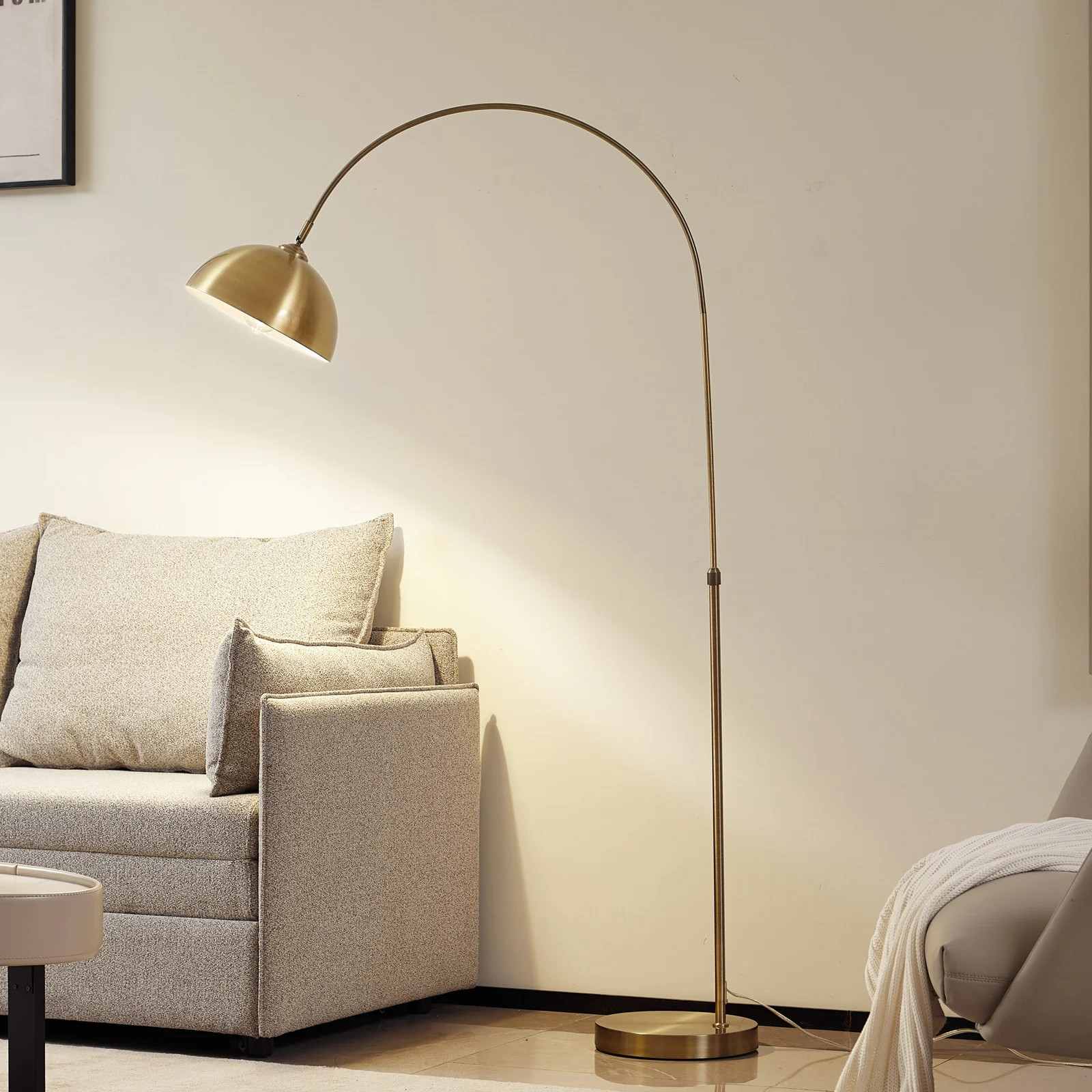 Lindby Lennart Booglamp - Brons/Messing - Modern - Metaal - Hoogte: 183 cm