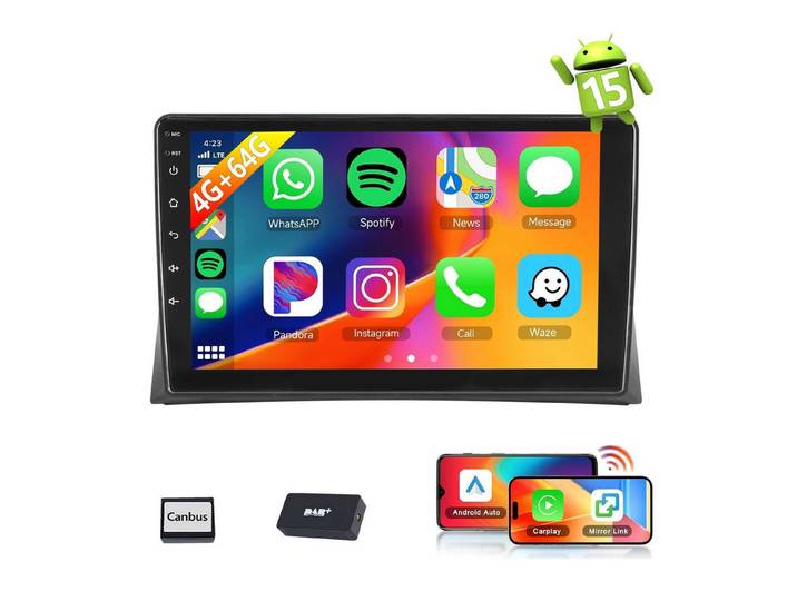 ESSGOO DAB+ Android15 Carplay Autoradio GPS Für VW T5 Multivan 2010-2015 2DIN Autoradio (RDS, 2DIN, 4+64GB(optional), Digitalradio (DAB), FM, AM, Carplay Android Auto Bluetooth EQ USB GPS Navi WIFI Touchscreen)