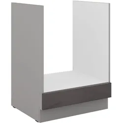Herd Unterschrank 60 cm Hochglanz Grau Küchenzeile Küchenblock Küche Grey Bianca