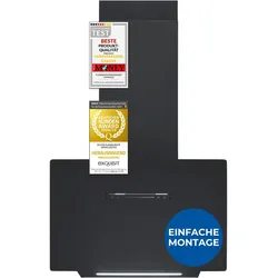 Exquisit Dunstabzugshaube 60cm, Touch-Bedienung, Gestensteuerung, Metallfettfilter, LED-Beleuchtung, Abluft, Umluft, KFD603-120 mattschwarz
