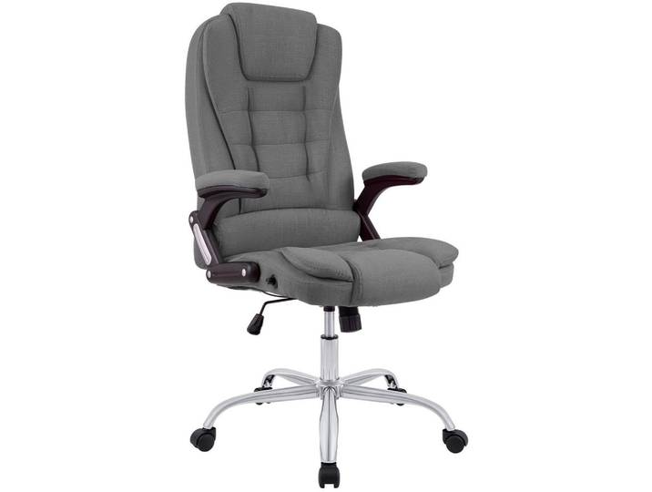CLP Chefsessel Stoff Grau, Metall, 69.5x113x78 cm, Büromöbel, Bürostühle, Chefsessel
