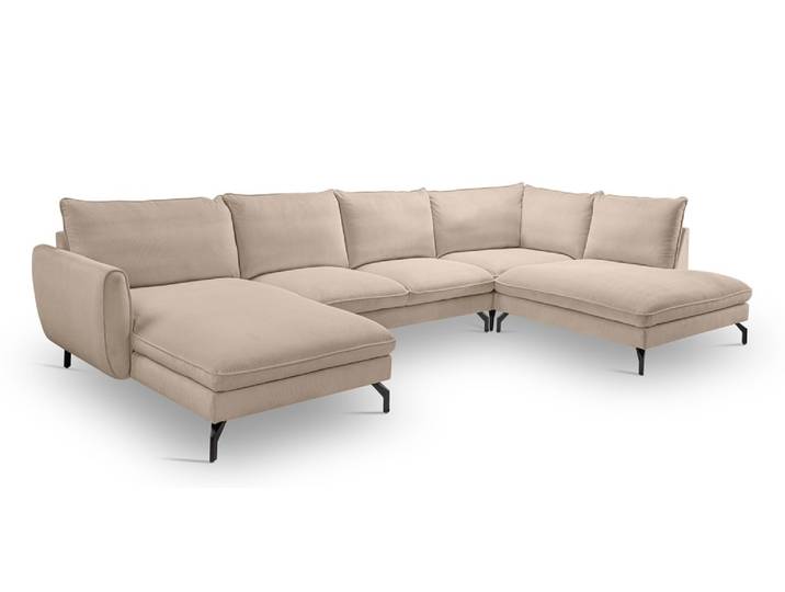 Polstersofa Toronto U-Form rechts , 202cm , Webstoff , beige