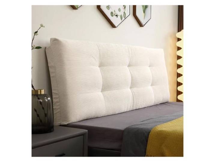 ABZDUNG Gepolsterter Bettrückenkissen-/Kopfteilbezug Einzel-Doppel-Kopfteil, wandmontiertes Lesekissen, weicher Cord-Kopfteilbezug(T,With headboard - 180x60x10cm)