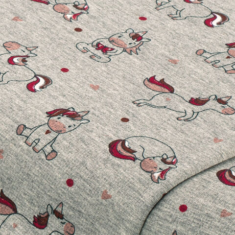 Sweatstoff "Einhorn" mit Elasthan, grau-melange