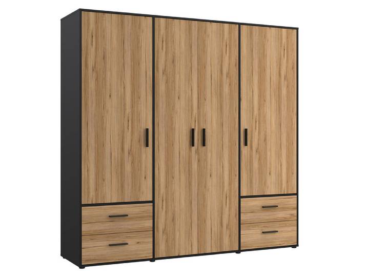 Armoire 4 portes 4 tiroirs Mokkaro Chene - Basika