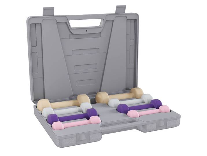 HOMCOM Halterset 4 paar 0,5kg-10kg halters met koffer, gietijzeren halterset, hexagon