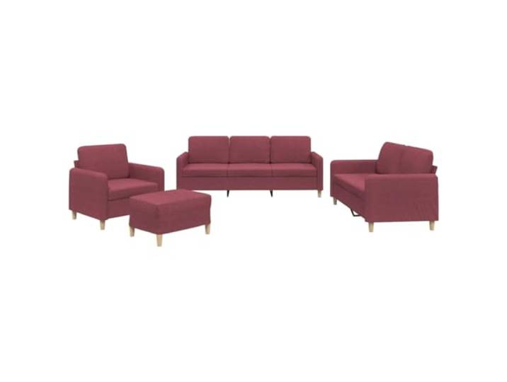 Makastle 4er Set Sofa Couchgarnitur mit Kissen Weinrot Stoff