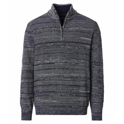 Troyer CASAMODA "CASAMODA Stricktroyer Print", Herren, Gr. L, blau, Pullover Troyer