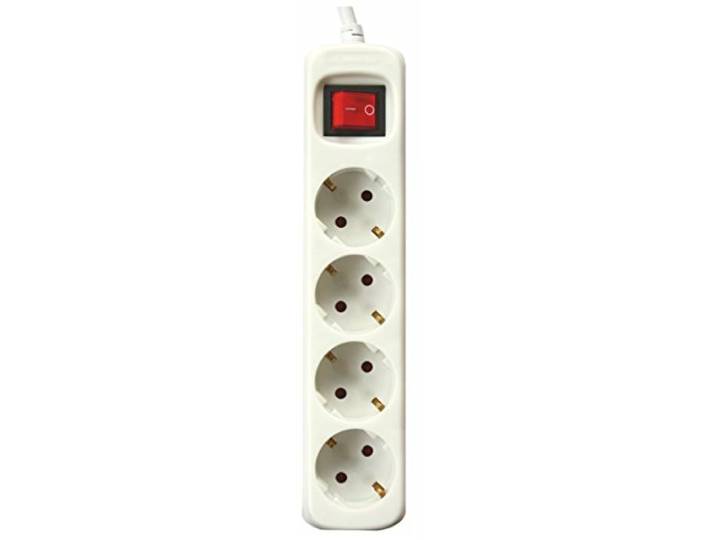 Silver Electronics 9634 stekkerdoos, 4 uitgangen, met schakelaar, wit
