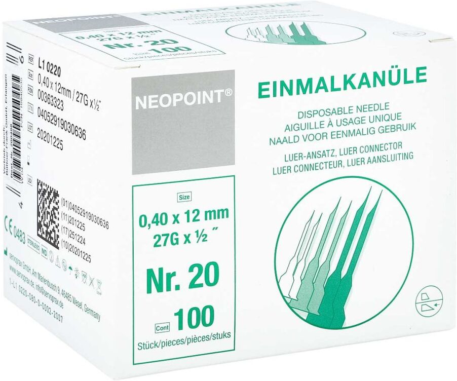 Kanülen Neopoint 20 0,40x12 100stk