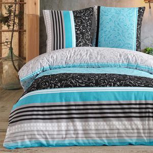 Buymax Bettwäsche Sara, blau, Renforcé, 2 Kissenbezüge 80x80 cm und ein Bettbezug 200x220 cm
