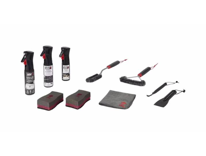 Weber Reinigungsset Edelstahl Gasgrills – Weber Grillbürste/Grillreiniger – schwarz / rot