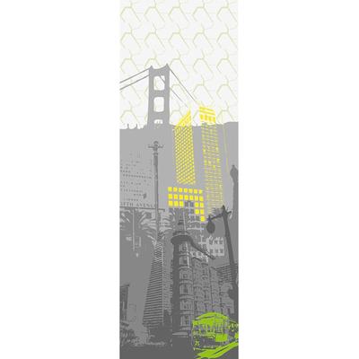 Fototapete ARCHITECTS PAPER "San Francisco", bunt (gelb, grau, grün), B:1m L:2,8m, Vlies, Tapeten, Grafik Tapete San Francisco City Schwarz Weiß Gelb Panel 1,00m x 2,80m