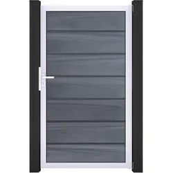 GroJaSolid Grande Premium Tor Farbe: Walnuss co-extrudiert 100 x 180 x 4,0cm Rahmen: Silber