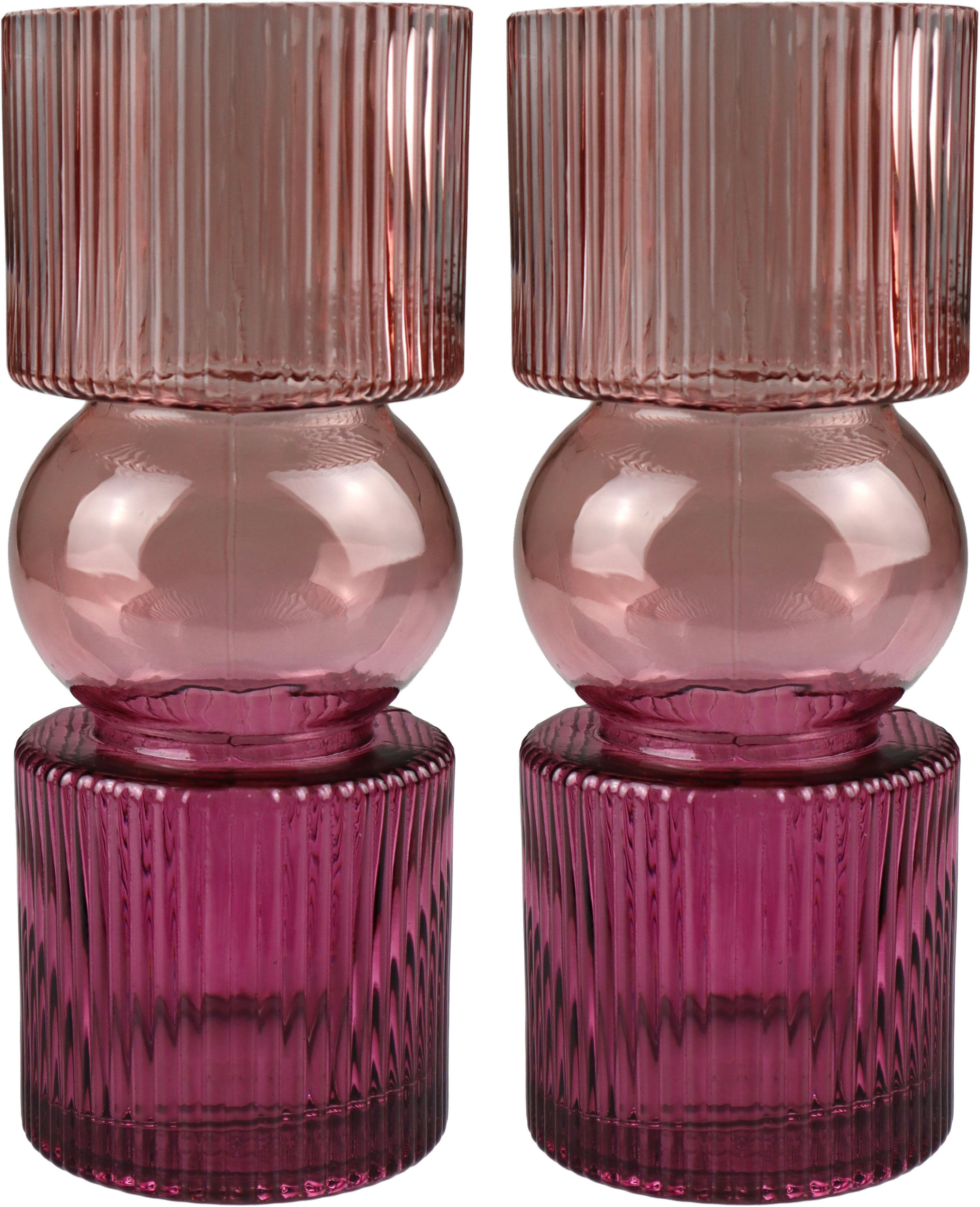 Dekovase S.OLIVER "Glasvase rosa-pink", rosa (rosa, pink), H:30cm Ø:10cm, Glas, Vasen, Dekovase, Tischvase im 2er Set mit tollem Farbverlauf, jeweils 30cm hoch