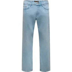 Straight-Jeans ONLY & SONS "ONSEDGE STRAIGHT DNM", Herren, Gr. 31, Länge 32, blau (light blau denim), Jeans Straight-Jeans, Baumwolle, straight fit