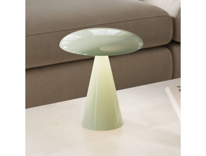 Beacon Lighting LED-Akku-Tischlampe Kinoko, grün glänzend, 27 cm, CCT dimmbar, grün, für Wohn- / Esszimmer, Kunststoff, Modern