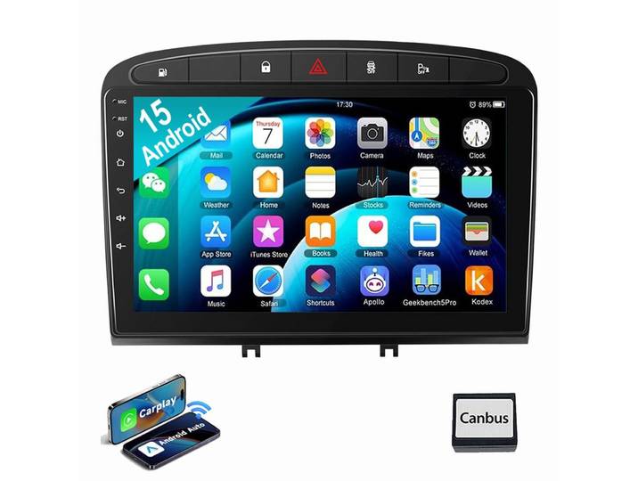 ESSGOO Für Peugeot 308 SW CC 408 10-13 Autoradio Android 15 Carplay Autoradio (FM, AM, Carplay Android Auto GPS Navi WIFI BT SWC)