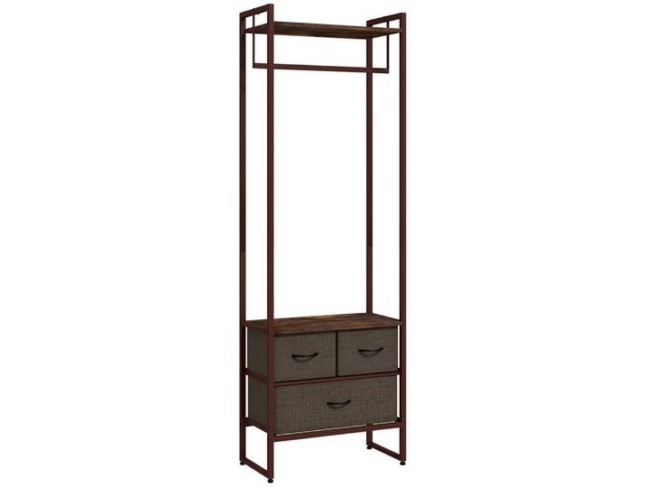 Portant à vêtements avec 3 tiroirs en tissu marron